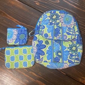 Vera Bradley backpack and coin pouch set